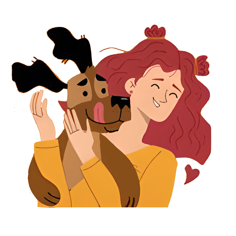 mulher com um cachorro no colo